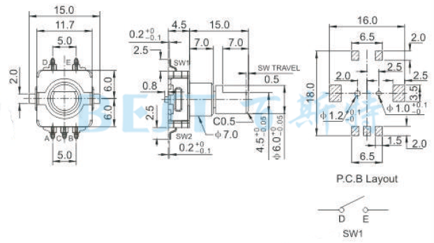 編碼器EC11I0參考圖紙 編碼器EC11I0參考圖紙